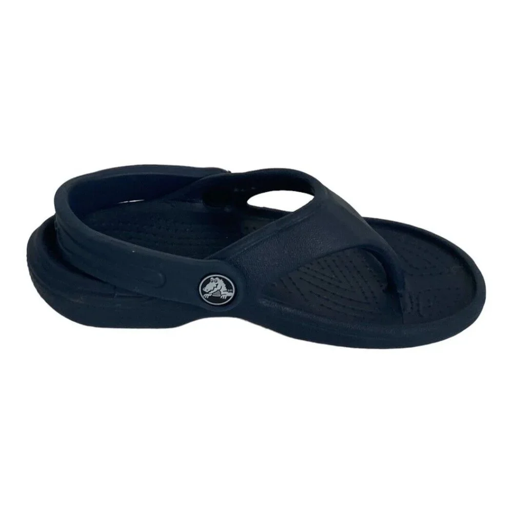 Crocs Navy Thong Flip Flops with Heel Strap Sandal Unisex Child Size 8-9 Slip on